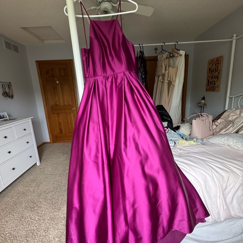 Elegant Magenta Satin Gown